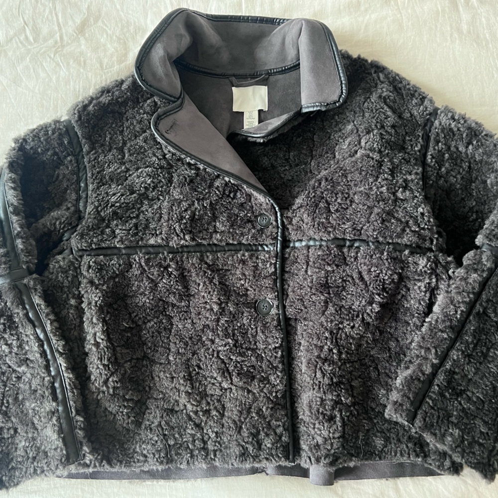 H&M Gray Faux Shearling Jacket